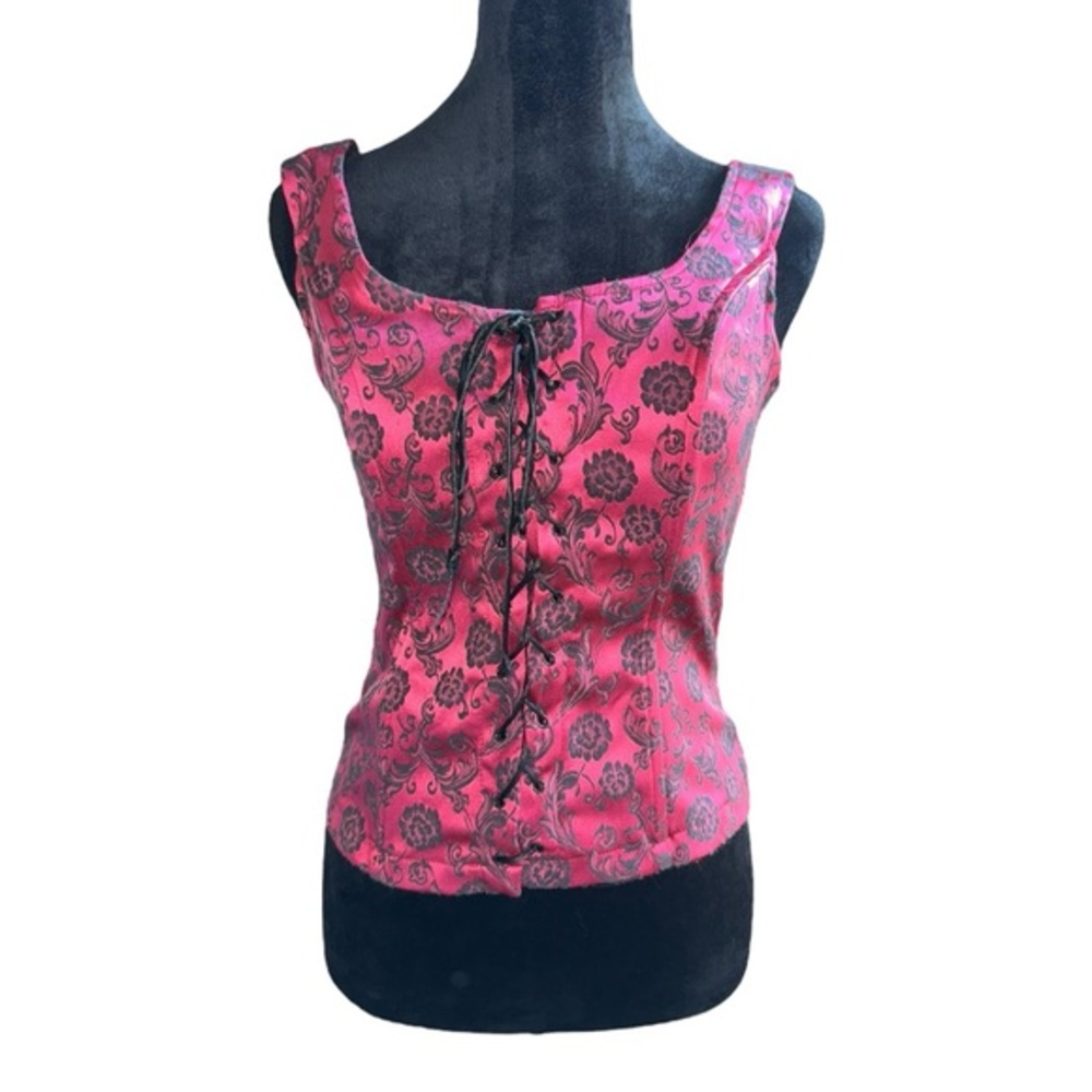 VTG 90s RARE Fredricks Of Hollywood‎  HTF Red Corset Black Stitching Size Large